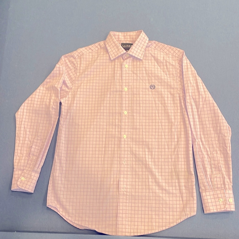 Ralph Lauren Boys Button down shirt size 16 in light purple.